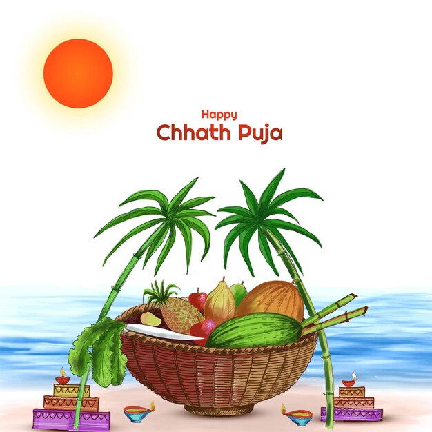 Free vector innovative happy chhath puja festival card background