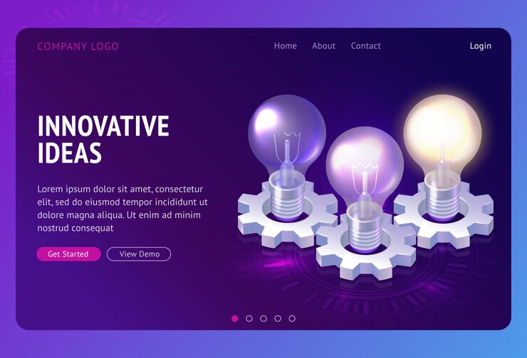 Free Vector innovative idea development isometric landing