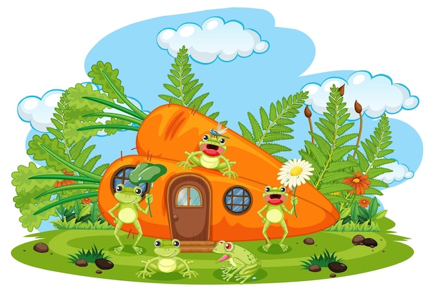 Free vector insect cartoon character at fairy house