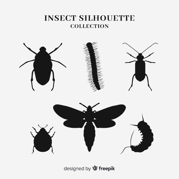 Vettore gratuito collezione silhouette di insetti