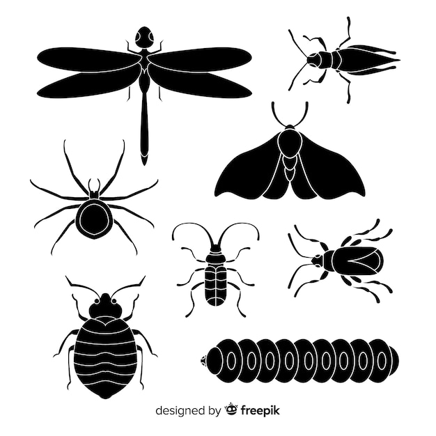 Free vector insect silhouette collection