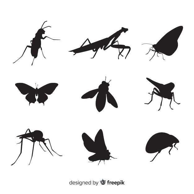 Коллекция силуэтов насекомых
