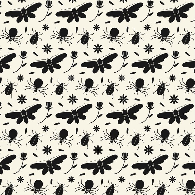 Insects and flowers pattern