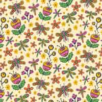 Free vector insects and flowers pattern