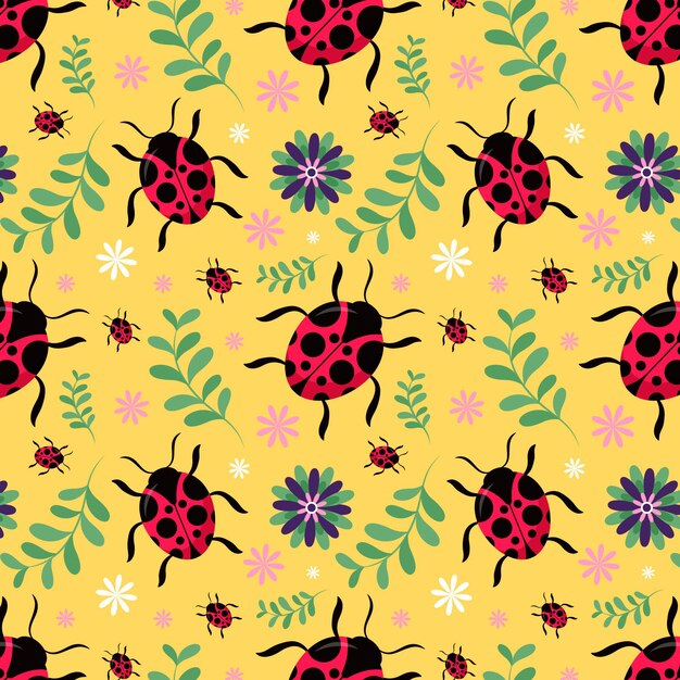 Insects and flowers pattern