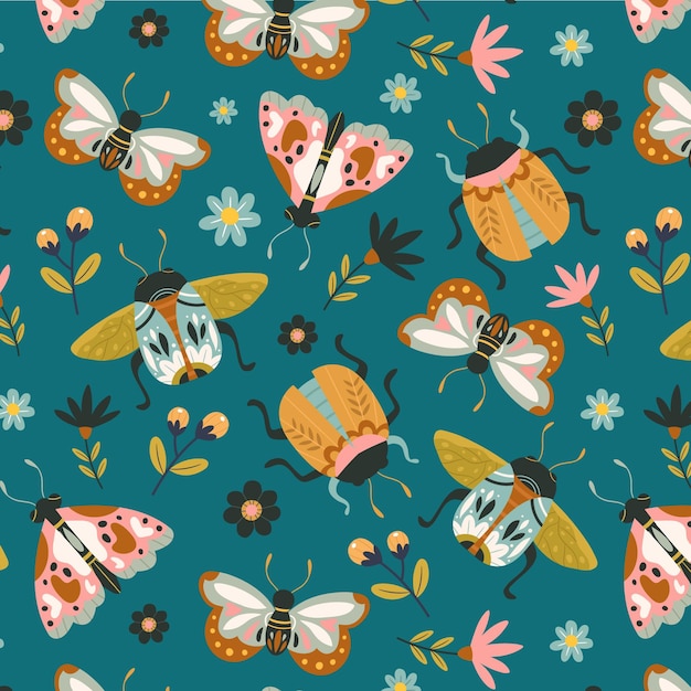곤충과 꽃 패턴