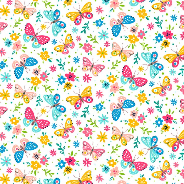 Insects and flowers pattern