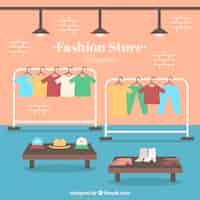 Free vector inside fashion store in flat design with accessories