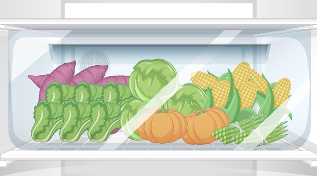 Free vector inside of refrigerator with foods