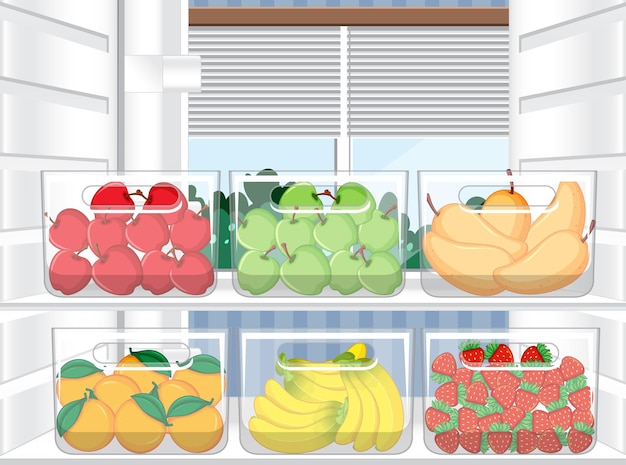 Free vector inside of refrigerator with foods