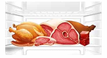 Free vector an inside the refrigerator with meat