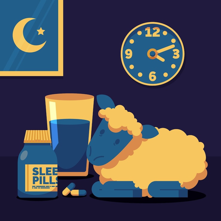 무료 Vector 불면증 개념 그림