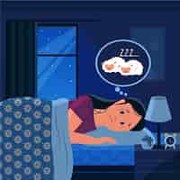 Free vector insomnia concept woman counting sheeps