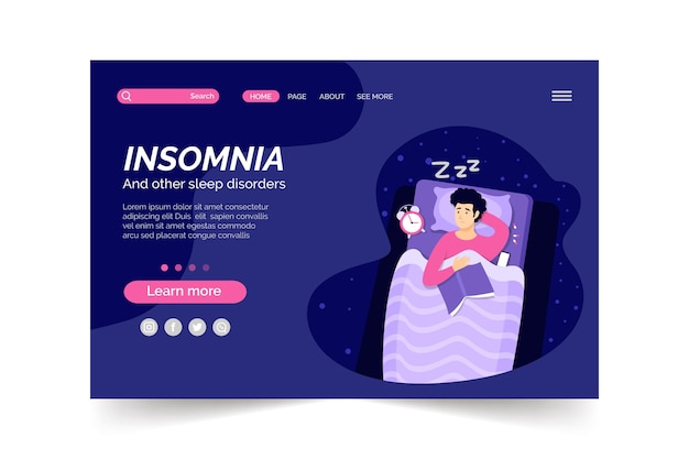 Free vector insomnia landing page concept
