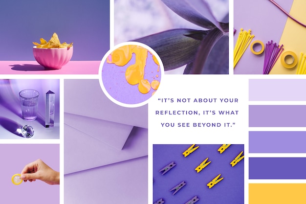 Free vector inspiration mood board template in purple