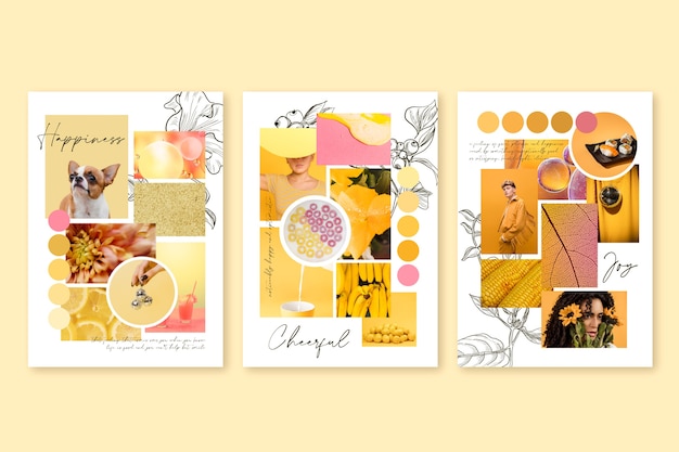 Free vector inspiration mood board template in yellow