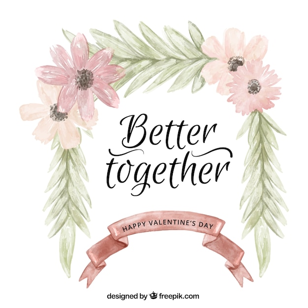 Inspirational love phrase with floral watercolor details