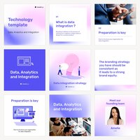 Instagram ad template vector for technology set