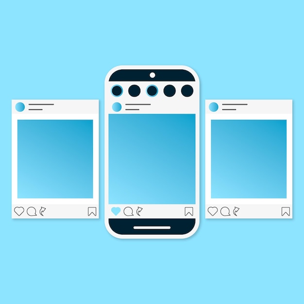 Free vector instagram carousel interface set