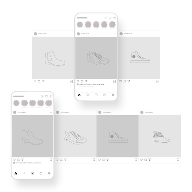 無料ベクター instagramカルーセルインターフェース