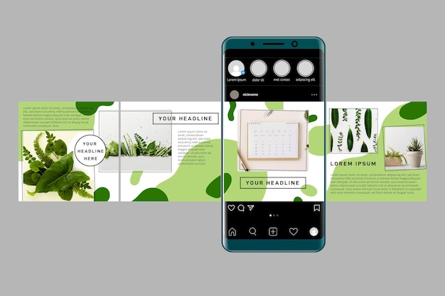 無料ベクター instagramカルーセルテンプレート
