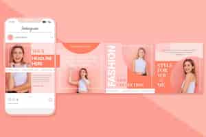 Vettore gratuito modelli di carosello di instagram