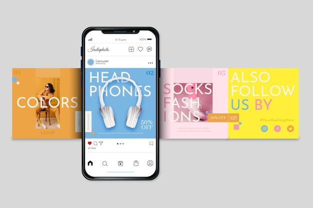 Free vector instagram carousel templates
