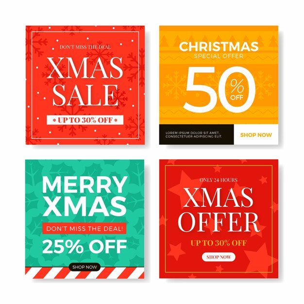 Free vector instagram christmas sale post collection