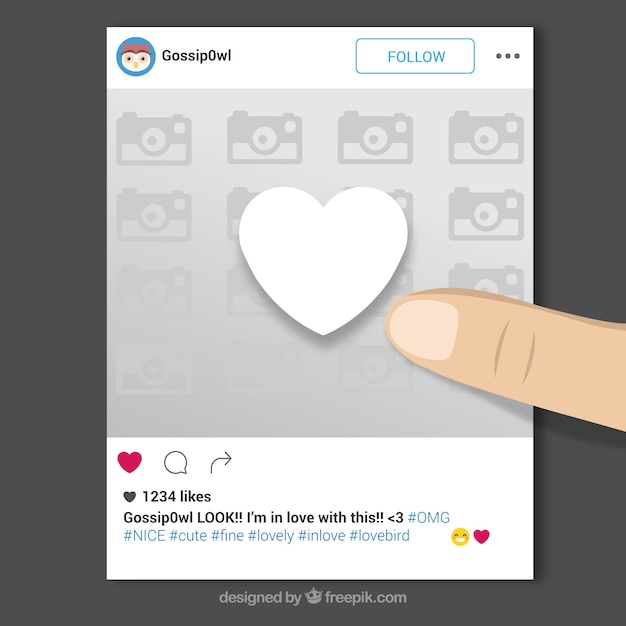 Free vector instagram frame with finger