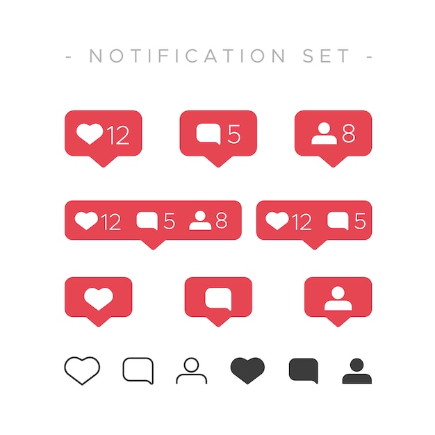 Free vector instagram like notification set