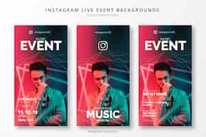 Free vector instagram live event backgrounds for insta stories