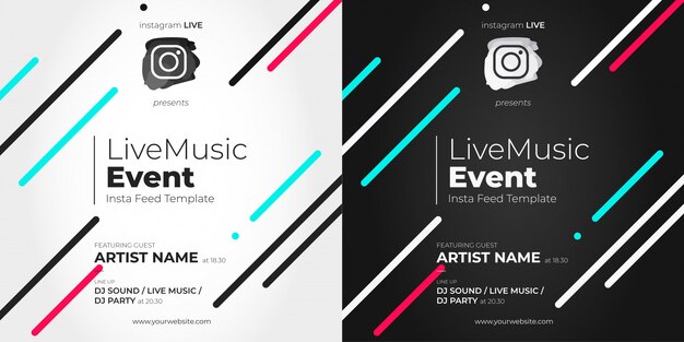 Free Vector Streaming Music Fest Poster For Instagram Live Event