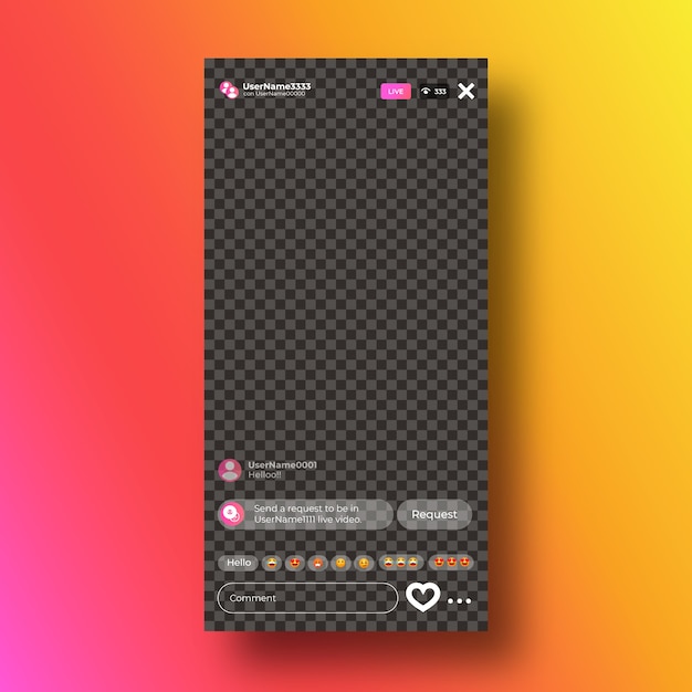 Instagram live stream interface template