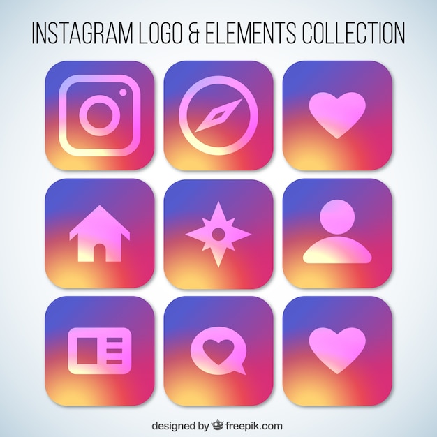 Vettore gratuito raccolta logo elemento instagram