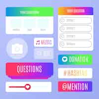 Free vector instagram poll sticker set