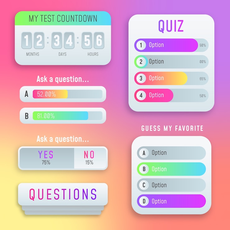 Free Vector instagram poll sticker set