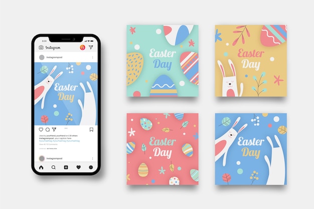 Free vector instagram post collection easter day