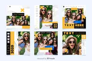 Бесплатное векторное изображение Шаблон постов в instagram с фото