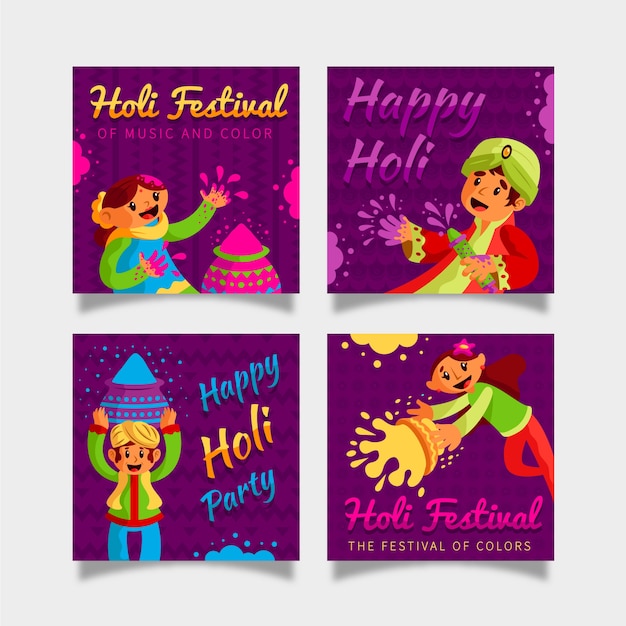 Collezione di post su instagram con tema festival holi