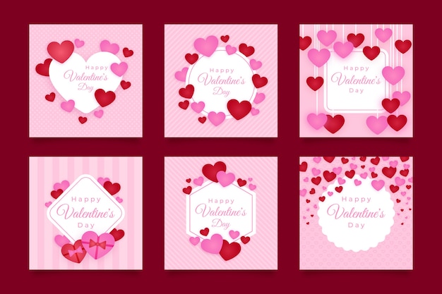 Free vector instagram post collection with valentines day