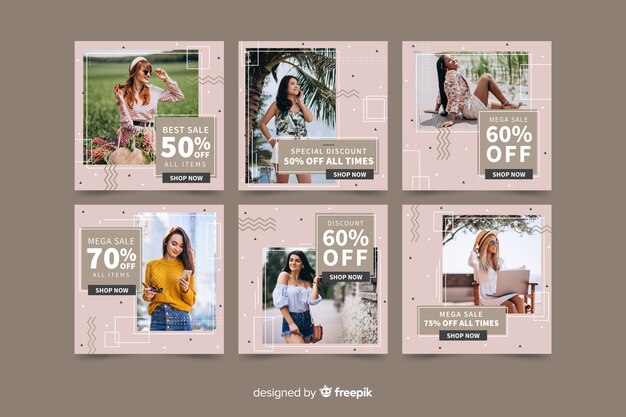 Instagram post pack template with photo