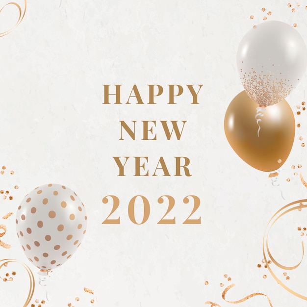 Instagram post template, 2022 happy new year gold aesthetic vector design