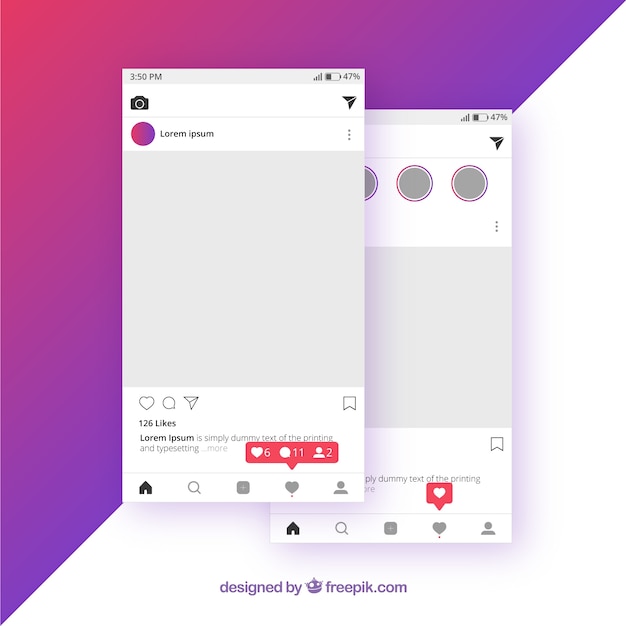 Исходный шаблон Instagram с уведомлениями