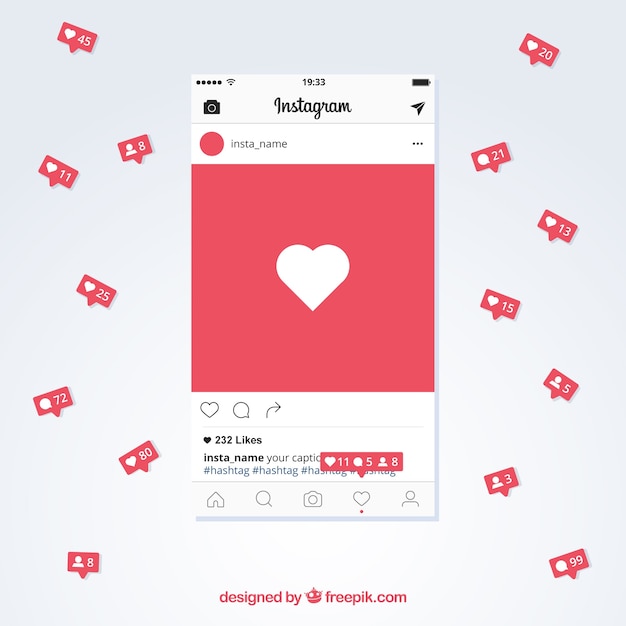 Free vector instagram post template with notifications