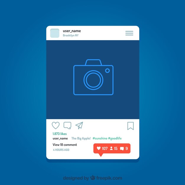 Instagram post template with notifications