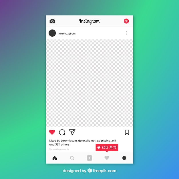 Vettore gratuito modello di post instagram con notifiche