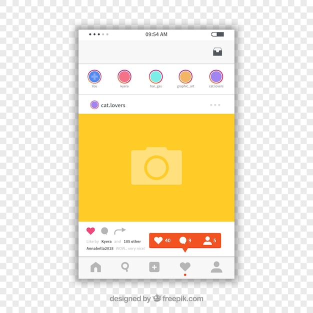 Vettore gratuito modello di post instagram con notifiche