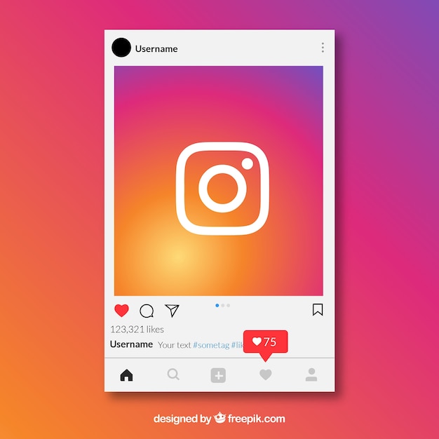 Vettore gratuito modello di post instagram con notifiche