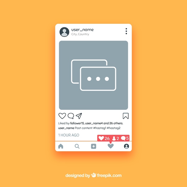 Instagram post template with notifications