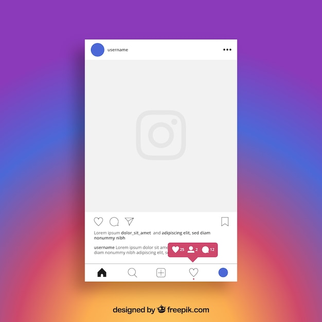Исходный шаблон Instagram с уведомлениями